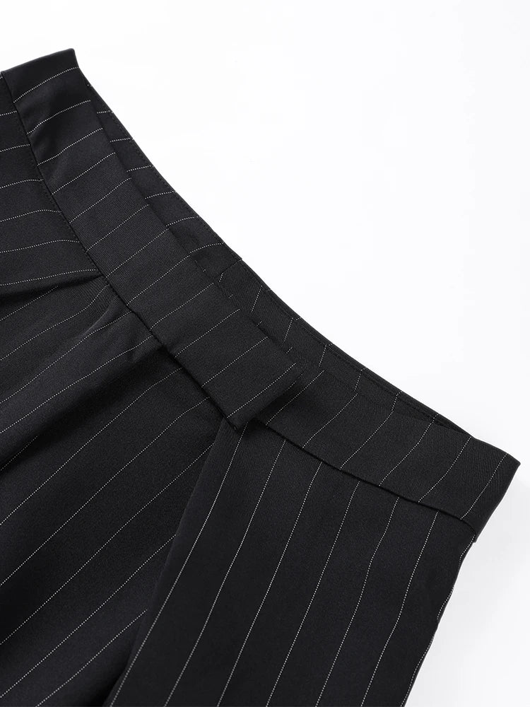 LIZAKOSHT  -  Women's Pants Woman Clothing Wide-Leg Trousers Y2k Pants Tracksuit Female Pinstripe Pleated Fashion High-Waist Casual Bottoms