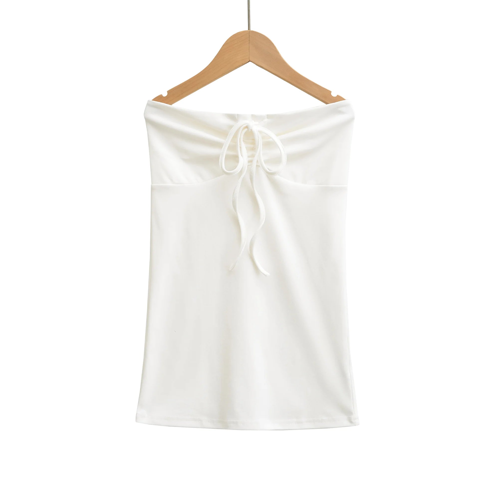 LIZAKOSHT  -  6 colors Summer Sexy Bow Lacing up Drawstring Collar Strapless Camis Women Elastic Back Tank Top Camisoles Skinny Vest Tee Gray