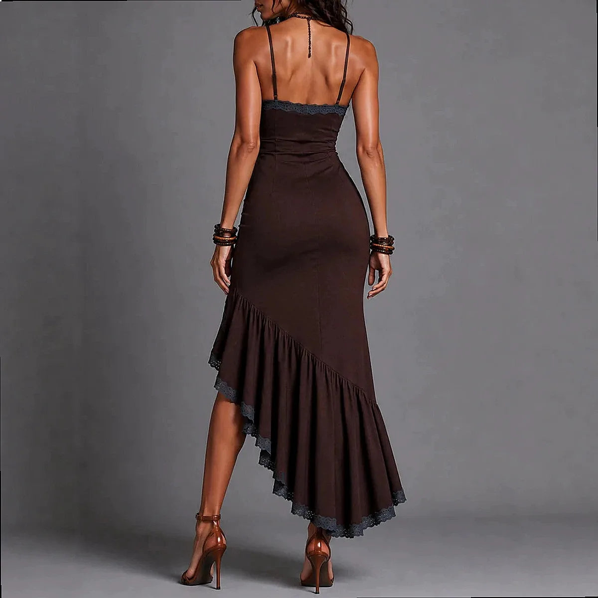 LIZAKOSHT  -  Bohemian Lace Trim High Slit Maxi Dress Summer Boho Long Dresses