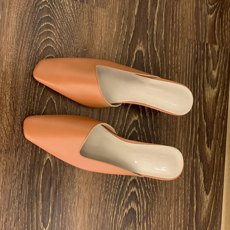 LIZAKOSHT  -  Elegant Square Heel Designer Slippers Women Comfortable Square Toe Slide Sandals Fashion Party Backless Dress Shoes for Ladies