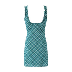 LIZAKOSHT  -  Sexy Women V Neck Sleeveless Floral Print Mesh Dress Summer Ladies High Waist A-line Mini Dresses Holiday Robe
