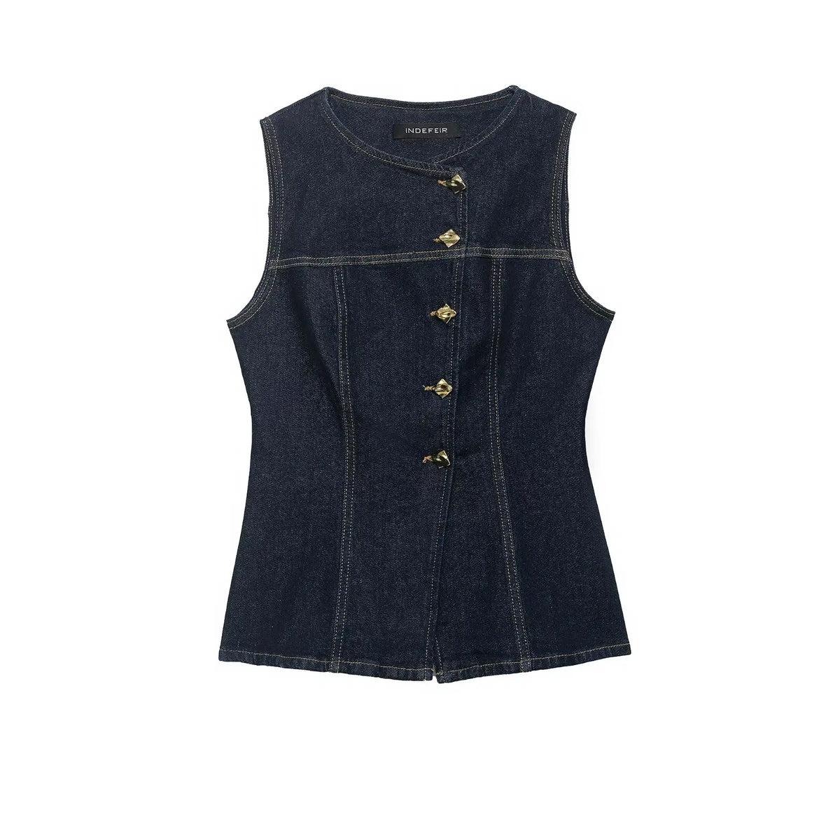 LIZAKOSHT  -  Spring New Style ZR Women's Slim Fit Denim Vest Fashionable Versatile Commute Style Polyester Fiber Casual Single Piece