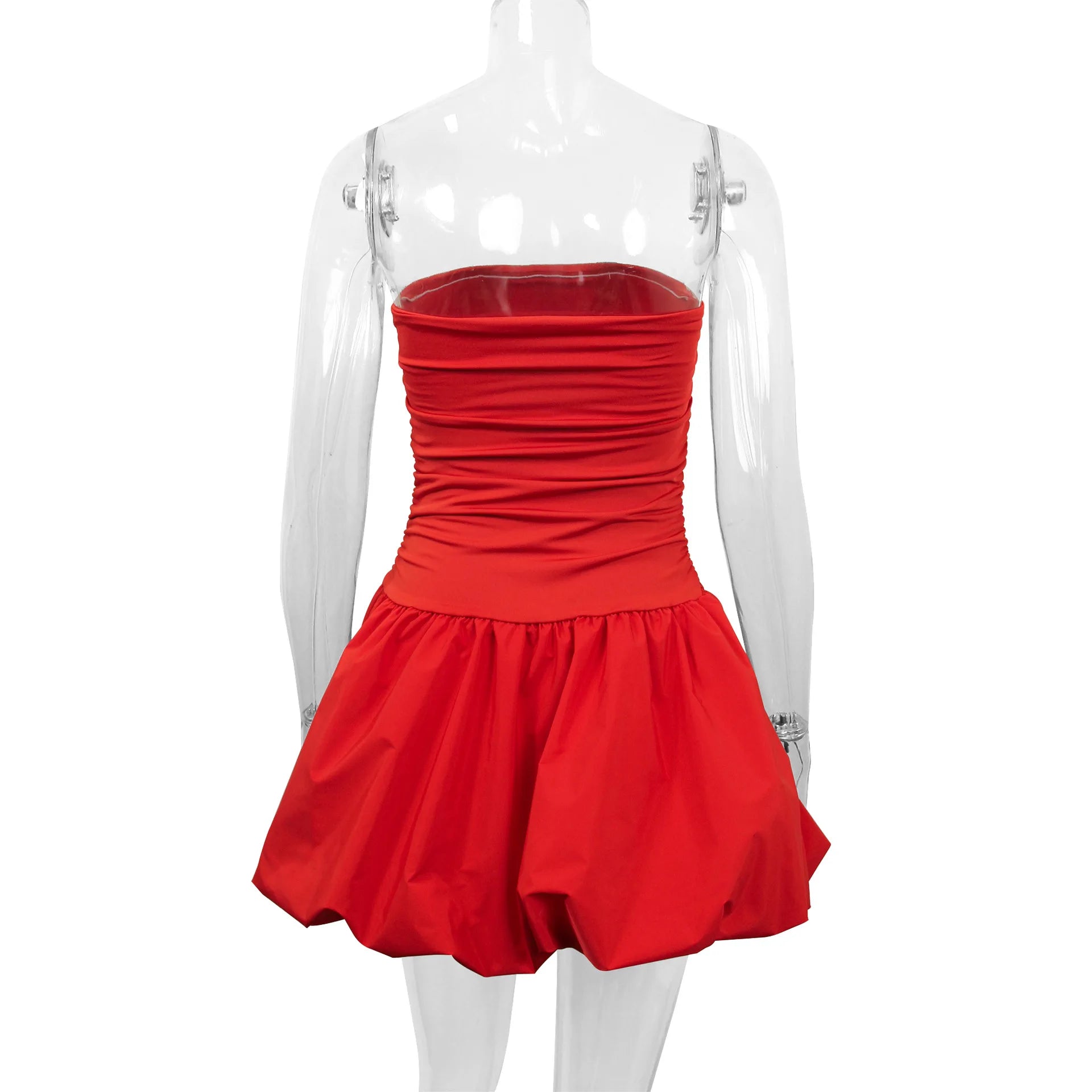 LIZAKOSHT  -  Sexy Red Flower Short Dress Ladies 2025 Summer Bandeau Bodycon Dress Women Evening Party Tight Mini Dresses Clubwear