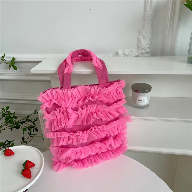 LIZAKOSHT  -  Japanese Sweet Y2k Shoulder Tote Bags Fashion Patchwork Lace Pleated Women's Handbags All Match Girls Underarm Bag High-capacity
