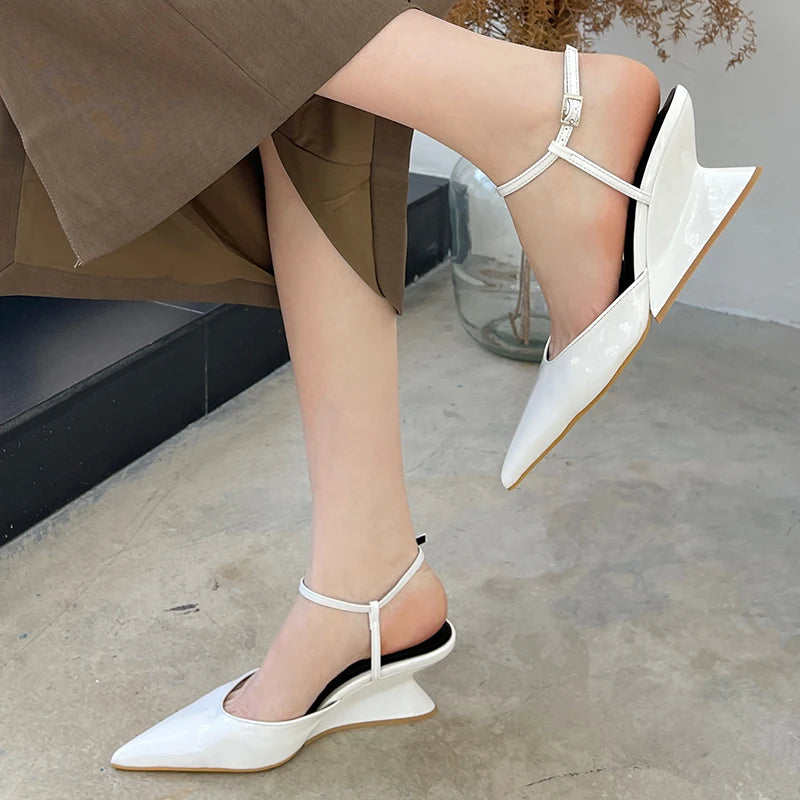 LIZAKOSHT  -  Fashion Wedges Shoes For Women Pointed Toe Female Footwear New 2025 Casual Ladies High Heels Sandals Slingbacks Heel Pumps