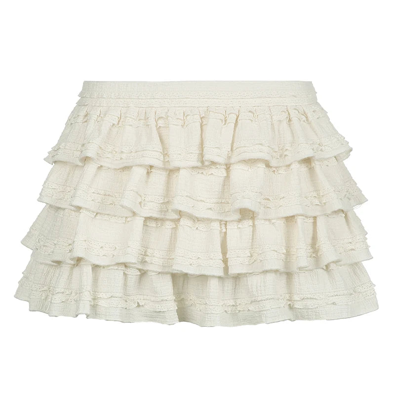 LIZAKOSHT  -  Sweetown Solid Sweet Cute Cake Skirt Women Trendy Clothes Tiered Puff Skirt Gentle Elegant All-Match Korean Style