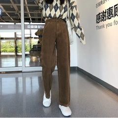 LIZAKOSHT -  Spring High Waist Corduroy Pants New Women Winter Wide Leg Trousers Casual Harajuku Long Pants Loose Trousers Streetwear