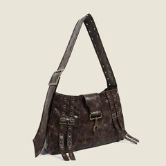 LIZAKOSHT  -  Y2k Punk Womens Shoulder Bag Casual Large Capacity Casual Leather Vintage Tote Bag Literary Advanced Luxury Female Handbag