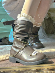 LIZAKOSHT  -  Original British College Style Large Walled Women's Boots New Thick Soled Thick Heel Retro Midsole Modern Boots