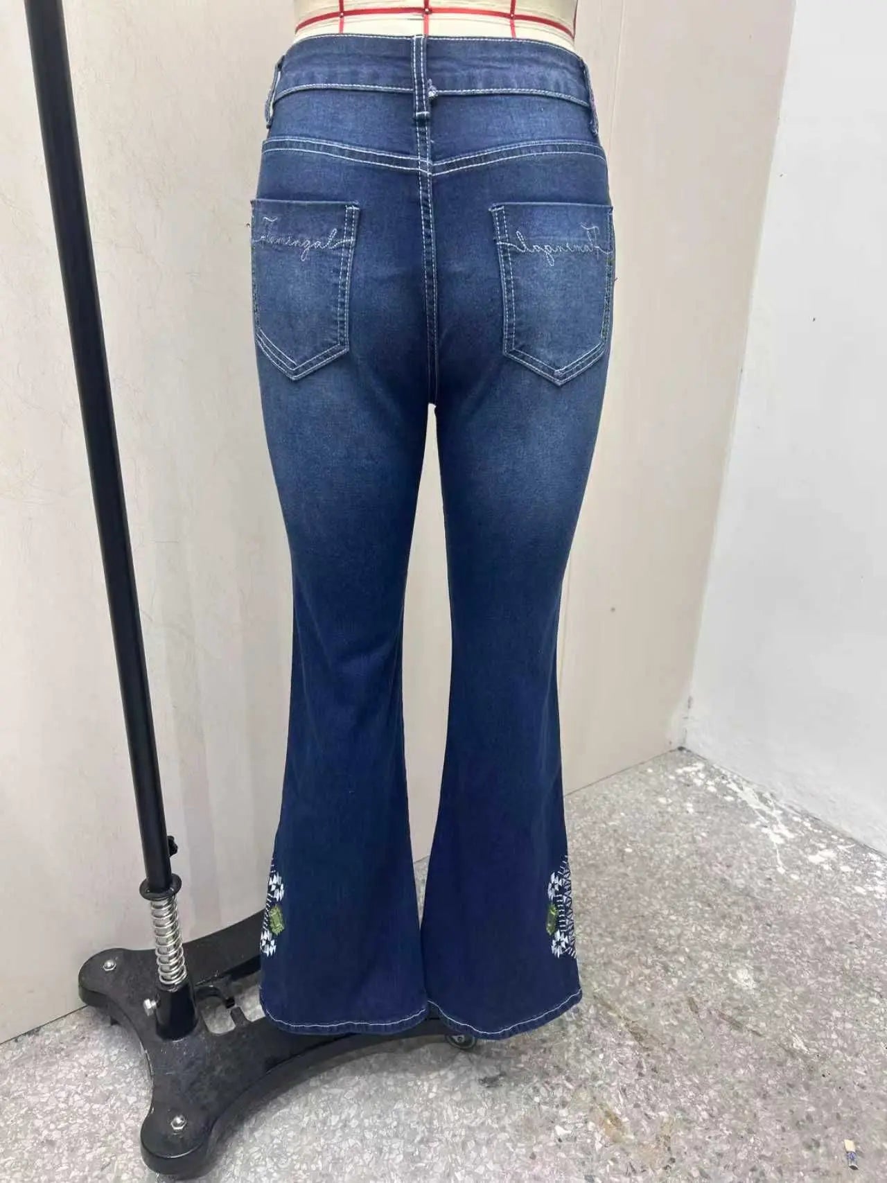 LIZAKOSHT  -  Y2k Jeans For Woman Butt Lifting Tummy Control Flared Denim Pants With Embroidered Hem All Season Versatile Style Fine Stitching