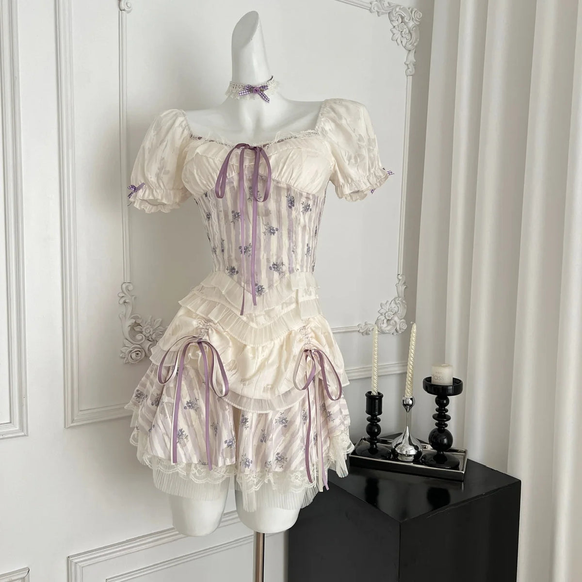LIZAKOSHT  -  Summer Women Y2k Kpop Vacation Korean Shoujo 2000s Lolita Outfits 2 Piece Set Short Sleeve Crop Tops + Gyaru Coquette Mini Skirt