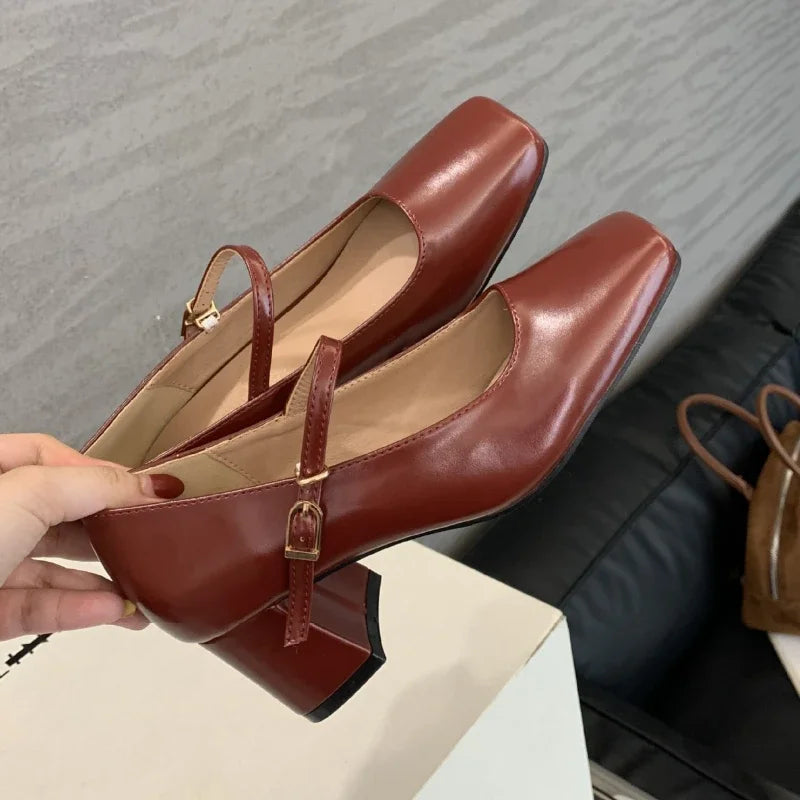 LIZAKOSHT  -  New Fashion Mary Jane Shoes Women Square Toe Elegant Office Shoes High Heel Dress Female Concise Shallow Comfort Women Pumps