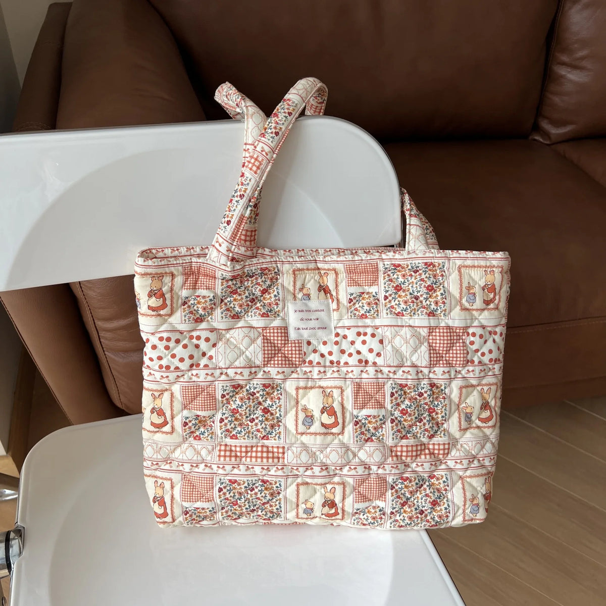 LIZAKOSHT  -  Floral Quilted Tote Bag For Women Large Capacity Soft Handbag For Winter Daily Use Thickened Design Shoulder Bag
