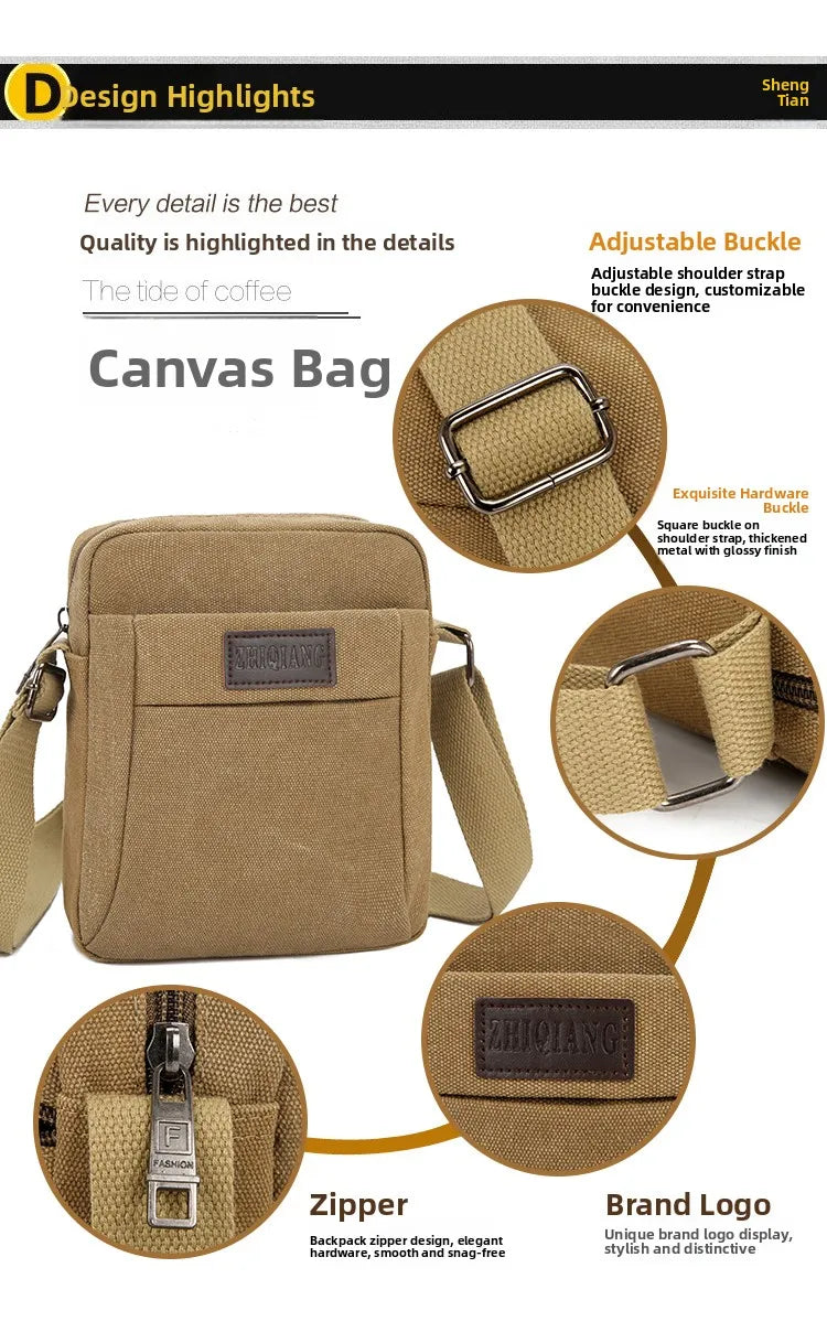LIZAKOSHT  -  Outdoor Canvas Crossbody Chest Bag Men's Single oulder Sling Bag Faion  Bapa Mobile Phone Bag Leisure Sports