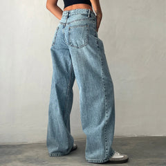 LIZAKOSHT  -  Women Y2K Wide Leg Denim Pants Baggy Low Waist Boyfriend Jeans Casual Vintage Loose Fit Jeans Trousers Cyber Grunge Streetwear