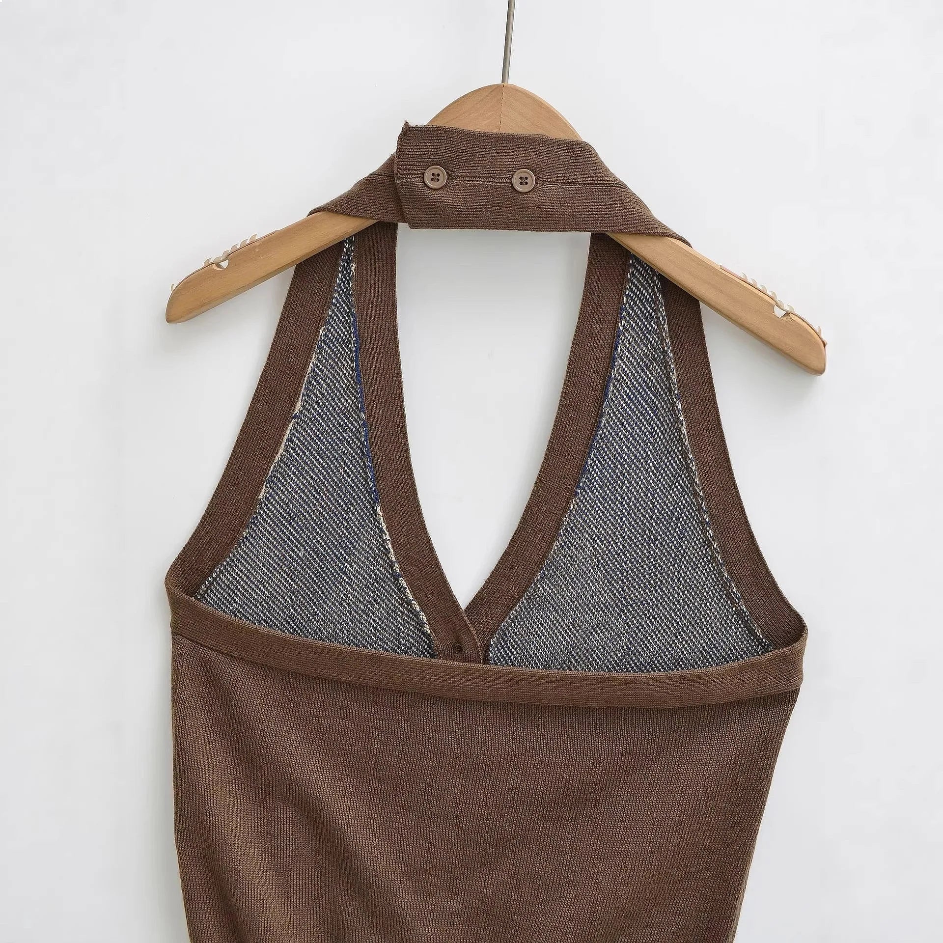 LIZAKOSHT  -  Women's Knit Vest Halter Backless V Neck Tank Top Slimming Color Block Vest Tops