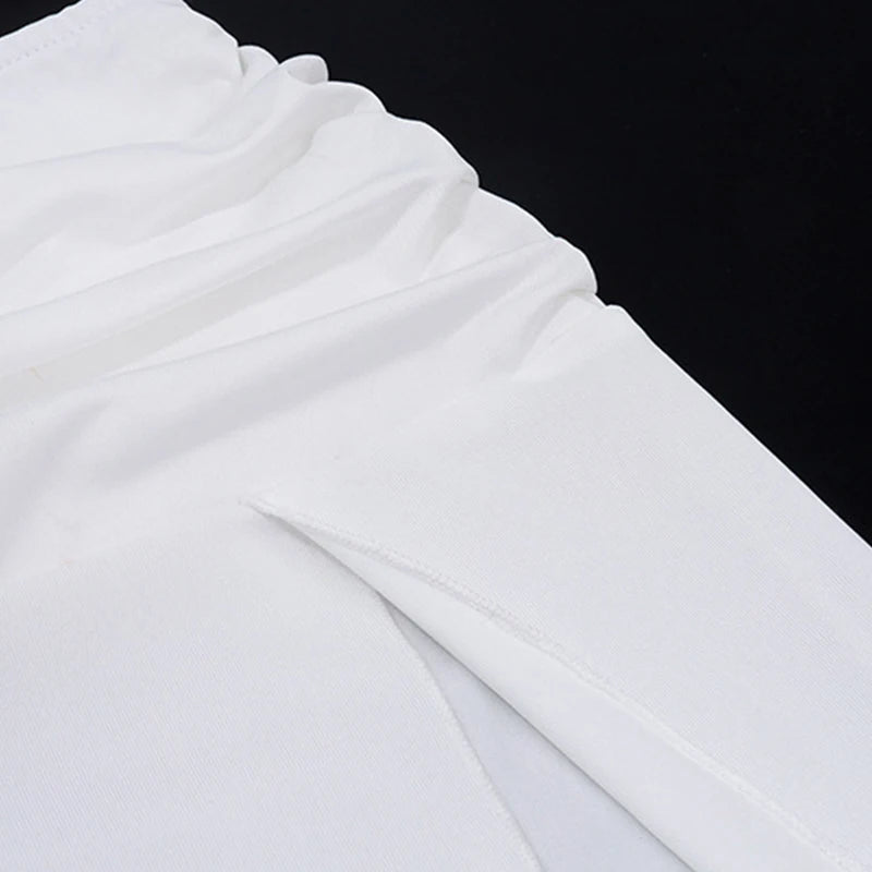 LIZAKOSHT  -  Ruched Long Skirt Women y2k Clothes Solid Color Ruched Waist Side Split Skirt Skirt Summer Party Skirts Streetwear