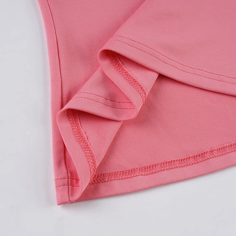 LIZAKOSHT  -  Beaded Halter-neck Top Pink Brown Color Elegant Fashion Slim-fitting T-shirt French Style Chest Folds Clothes Summer