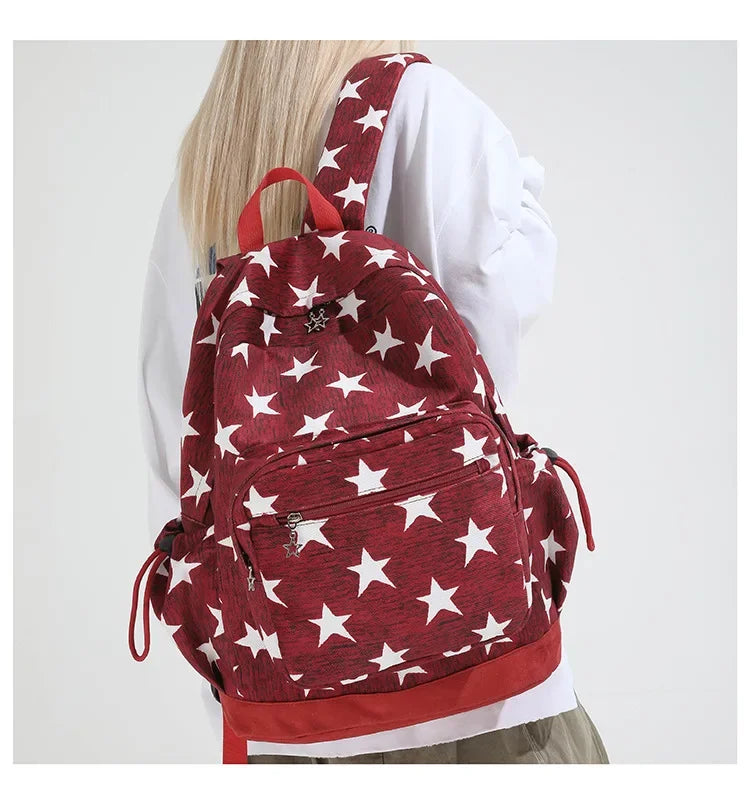 LIZAKOSHT  -  High-capacity Vintage Grunge Men Backpacks All Match Simple Fashion Star Letter Schoolbags Y2k Aesthetic Trendy Backpack Women