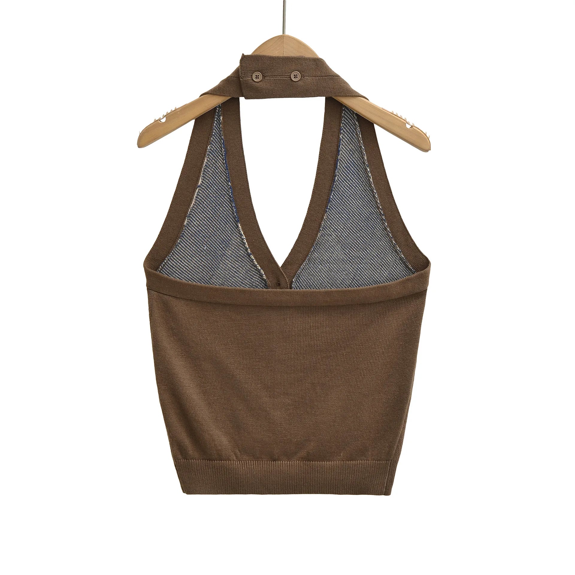 LIZAKOSHT  -  Women's Knit Vest Halter Backless V Neck Tank Top Slimming Color Block Vest Tops