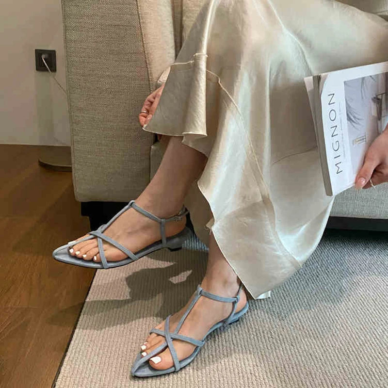 LIZAKOSHT  -  New Summer Fashion Women Narrow Band Sandals Ladies Casual Beach Party Dress Gladiator Sandalias