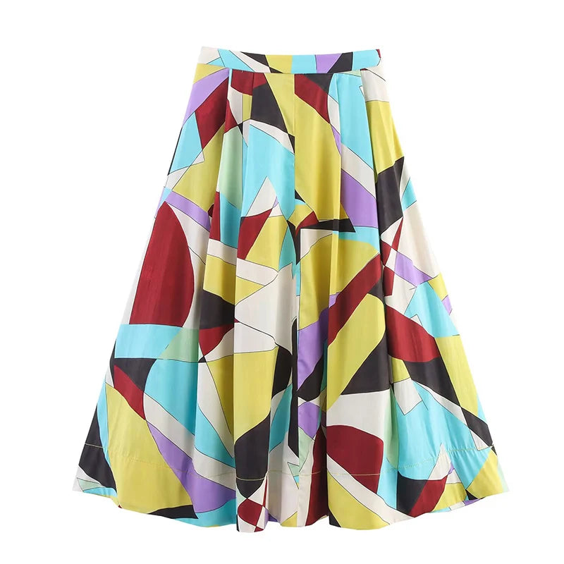LIZAKOSHT  -  Women's Skirts Summer 2025 New Print Elegant Women's High Waist Skirts Chic Casual Joker Summer Travel Youth Skirts