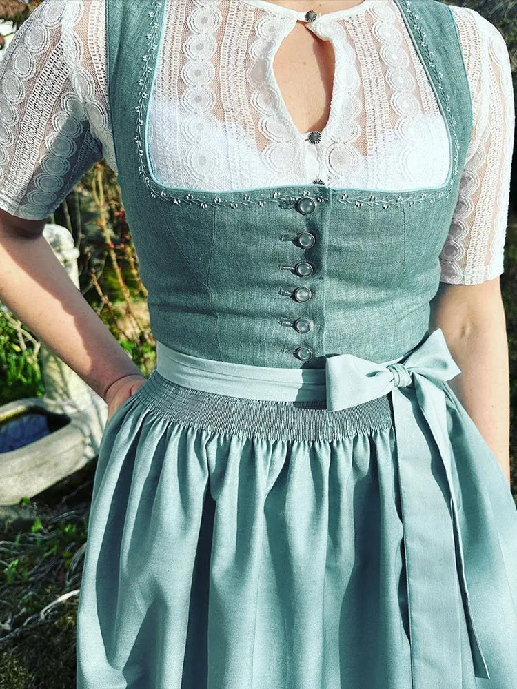 LIZAKOSHT  -  Suspender Waist Strap Bow Long French Women's Dress (no Inner Cover)