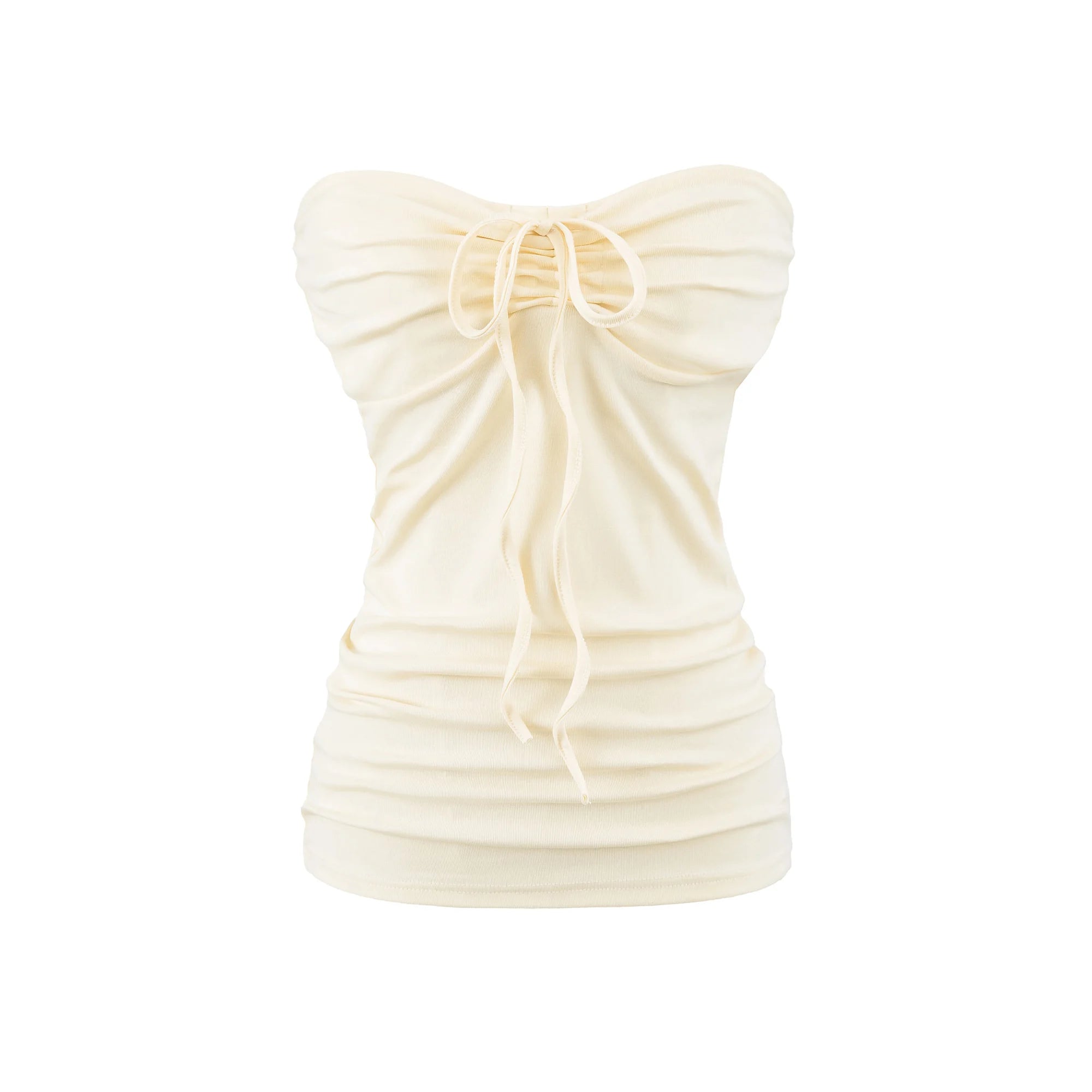 LIZAKOSHT  -  6 colors Summer Sexy Bow Lacing up Drawstring Collar Strapless Camis Women Elastic Back Tank Top Camisoles Skinny Vest Tee Gray