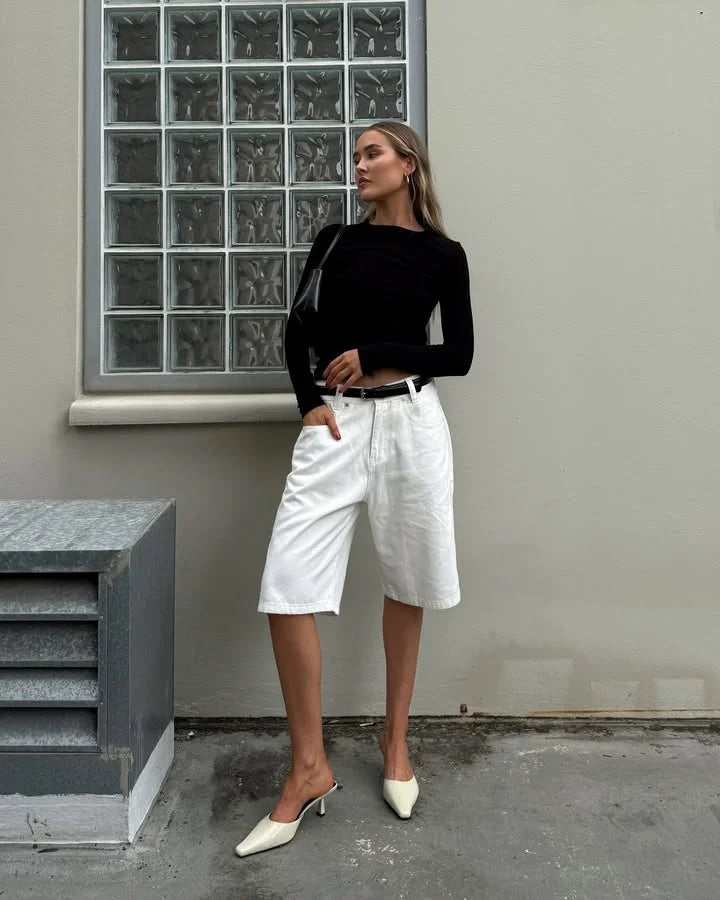 LIZAKOSHT  -  Denim Solid Casual Shorts Women Wide Leg High Wwaist Buggy Straight Short Jeans Female 2025 Summer Street Pocket Zipper Pants