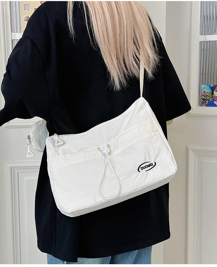 LIZAKOSHT  -  Japan Style Women Crossbody Bag New Casual Nylon Letter Composite Bag Simple Large Capacity Canvas Single Shoulder Tote Bag