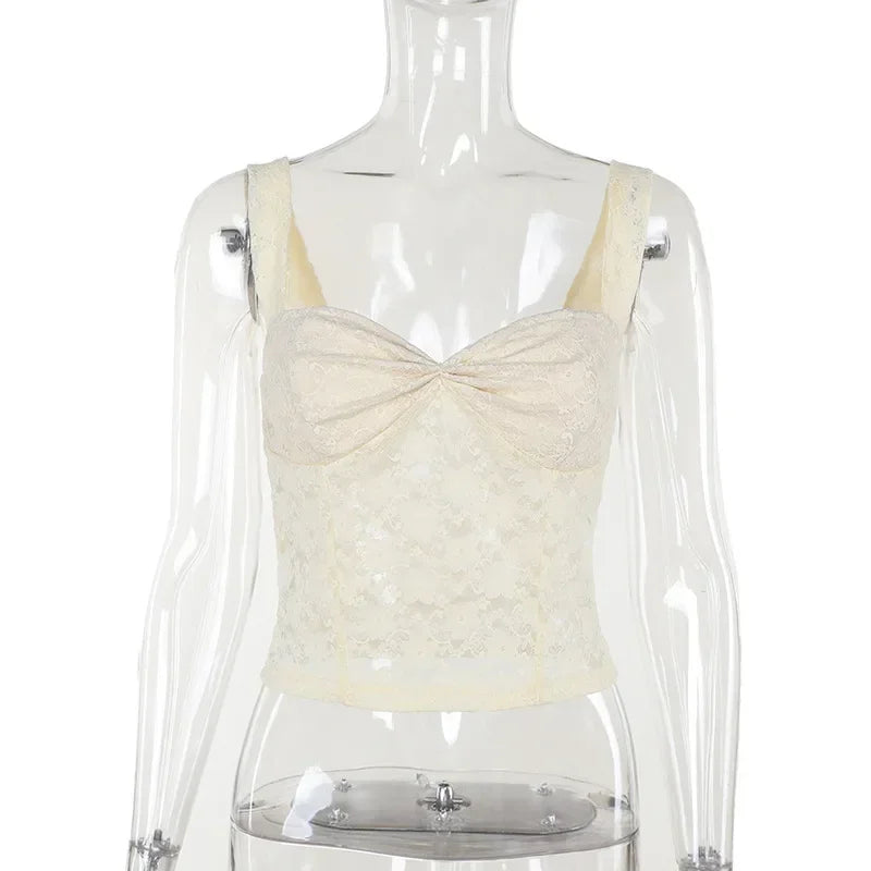 LIZAKOSHT  -  New Spicy Girl Top Fashionable French Casual Versatile Sexy Lace Tank Tops for Women