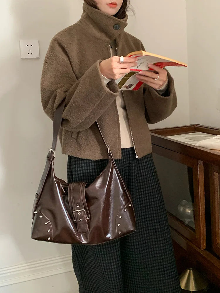 LIZAKOSHT  -  Fashion rivet Ladies Armpit bag Large Women Handbag PU Leather Women's Hobos Shoulder Bag Casual Female Big Tote bolsas