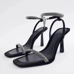 LIZAKOSHT  -  Fashion New Women's Sandals Sexy Luxury Rhinestones Peep Toe Slipper Ladies Elegant Banquet High Heels Sandalias