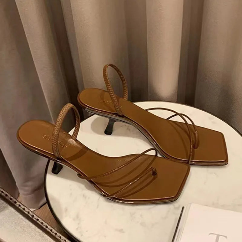 LIZAKOSHT  -  sexy ladies summer shoes narrow band high heels sandals women brand designer clip toe gladaitor sandalias mujer party slides