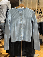 LIZAKOSHT  -   Twsited Knitted Cardigan Women Spring Casual Simple Buttons Jumper Chic Preppy Style Light Blue Sweet Sweaters Y2K