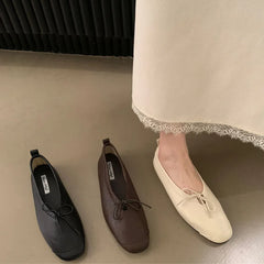 LIZAKOSHT  -  Women's Vintage Flats Comfortable Leather Ballet Shoes Female Soft Dress Shoes Mujer Slip On Loafers Mujer New Woman Shoes