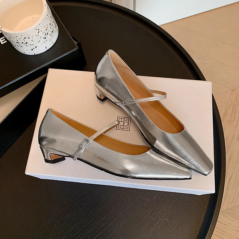 LIZAKOSHT  -  Fashion Pumps New High Quality Genuine Leather Leopard High Heels Square Head Shallow Mouth Mary Janes Women's Shoes