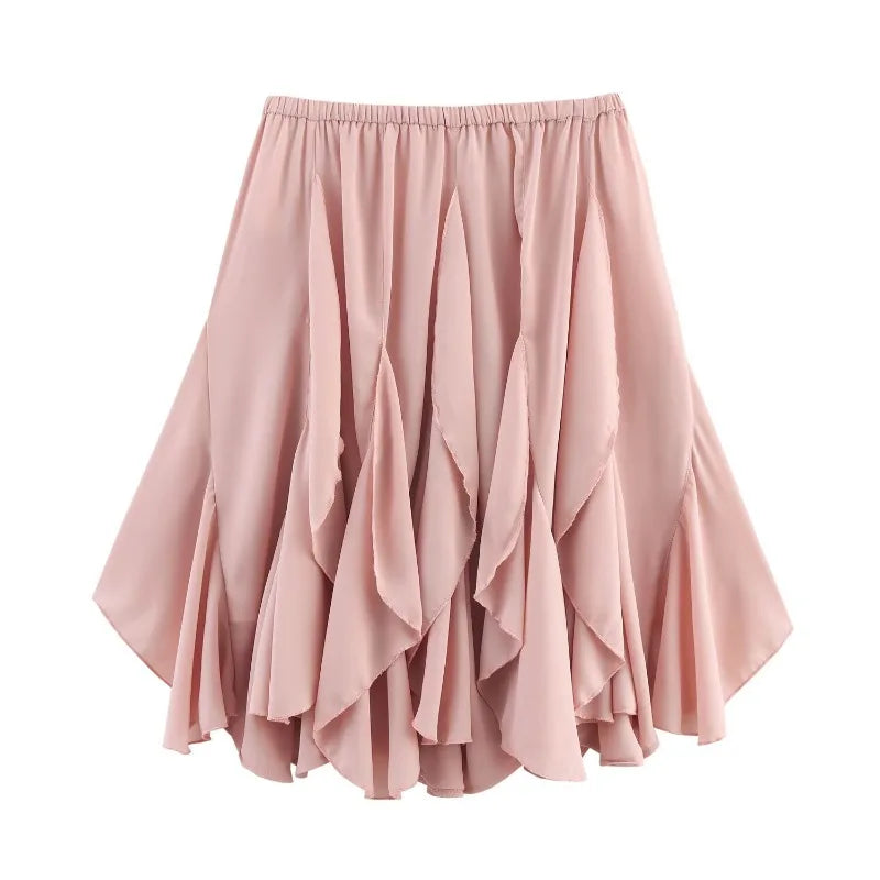 LIZAKOSHT  -  Autumn Fashion Comfortable Layered Decorative f-length Skirt New Women's Clothing Sexy High-waist A-line Midi Solid Skirts