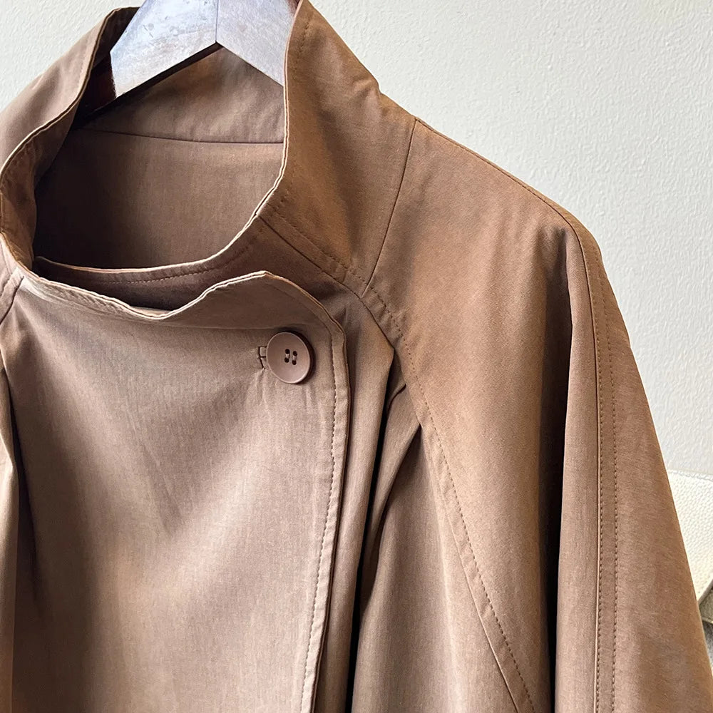 LIZAKOSHT  -  Fashion Minimalism Single Button Trench For Women Lapel Long Sleeve Office Lady Windbreaker Autumn New
