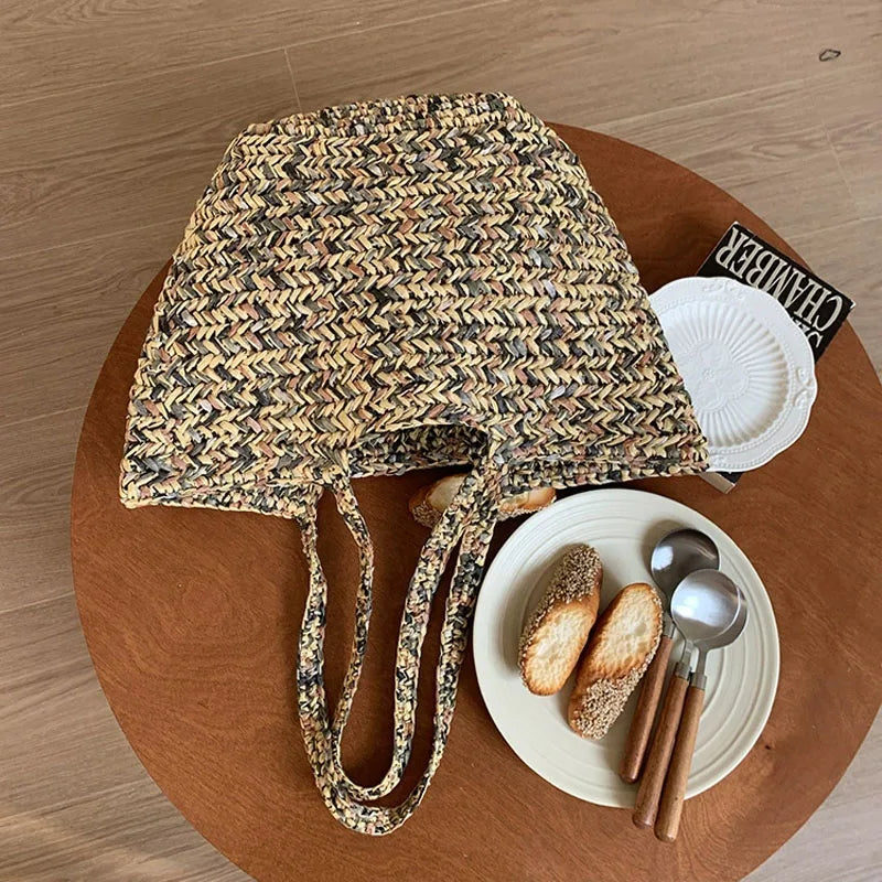LIZAKOSHT  -  Fashion Summer Handmade Straw Shoulder Bag Large Capacity Woven Tote Beach Bags For Women