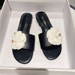 LIZAKOSHT  -  Flower Designer Women's Slippers Summer Casual Slides Female Fashion Vacation Low Heel Comfortable Beach Sandals Women