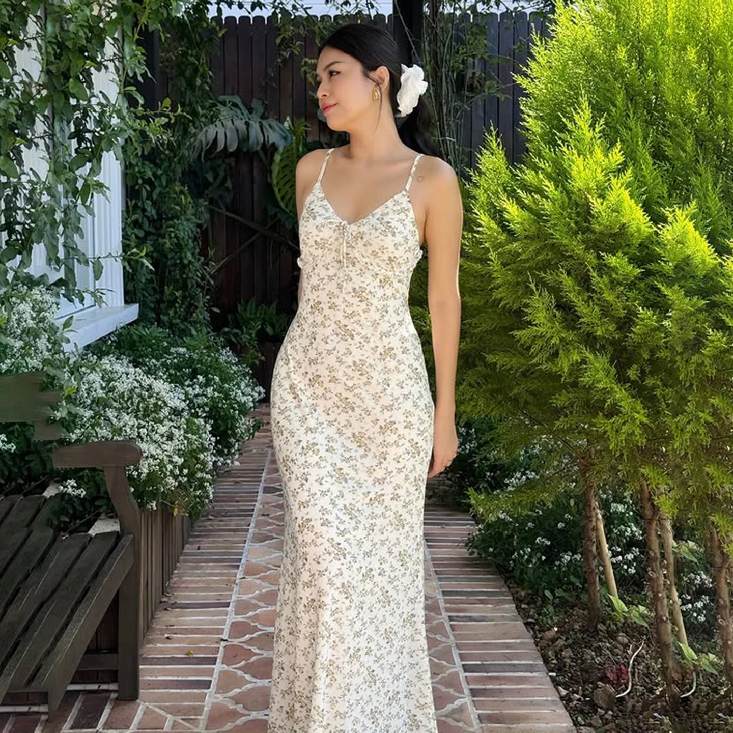 LIZAKOSHT  -  Women's Floral Print Cami Dress Holiday Sleeveless Spaghetti Strap Long Dresses Beach Vacation Ladies Summer Vestidos