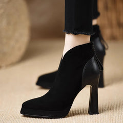 LIZAKOSHT  -  New Style Fashion Women's Ankle Boot Genuine Leather Plus Size Feet Length Ankle Boot Pointed Toe Side Zipper Winter Shoes Women