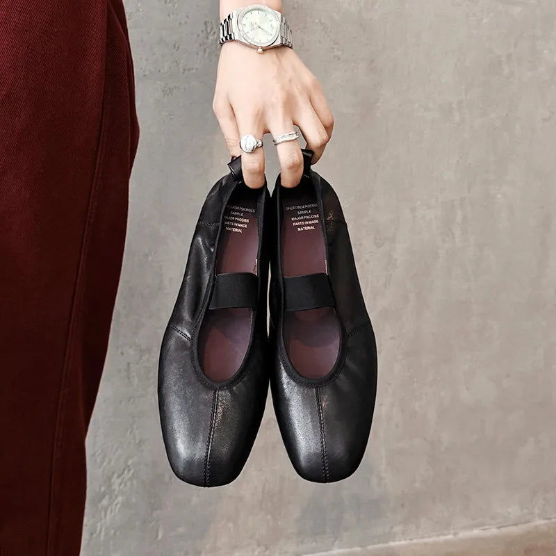 LIZAKOSHT  -  Fashion Women's Shoes New High Quality Genuine Leather Round Head Flat Shoes Ballet Shoes Lightweight Shoes