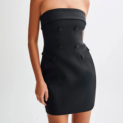 LIZAKOSHT  -  Summer Tube Top Short Skirt Backless Slim Temperament Elegant Women's Dress