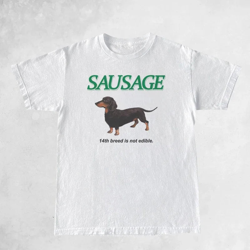 LIZAKOSHT  -  Sausage Dog Graphic T Shirt Oversized Korean Fashion Streetwear Women Tops Kawaii Cute Funny T-Shirts Y2k Aesthetic Tees Clothes