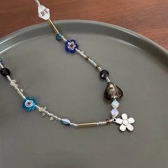 LIZAKOSHT  -  Beaded Clavicle Necklace Acrylic Flower Pendant Neckalces Elegant Accessory Women Neck Jewelry Suitable for Any Dropship
