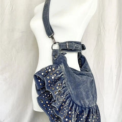 LIZAKOSHT  -  Korean Niche Design Autumn/winter Vintage Rivet Spicy Girl Style Single Shoulder Large Capacity Crossbody Bags