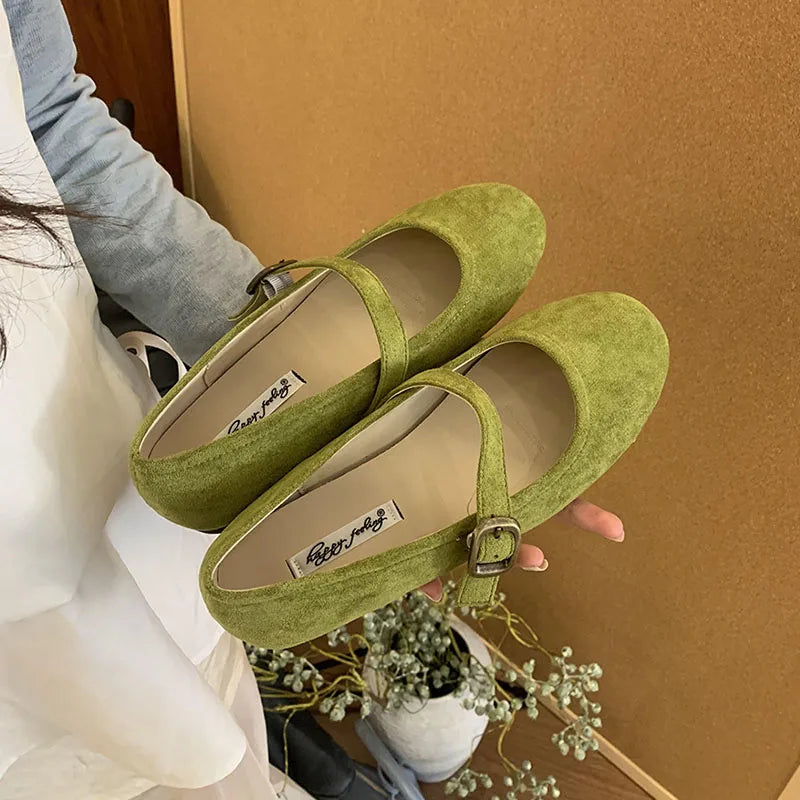 LIZAKOSHT  -  Spring Brand Women Flats Soft Leather Eelgant Dress Shoes Round Toe Shallow Slip On Ladies Casual Ballet Shoes Mule New