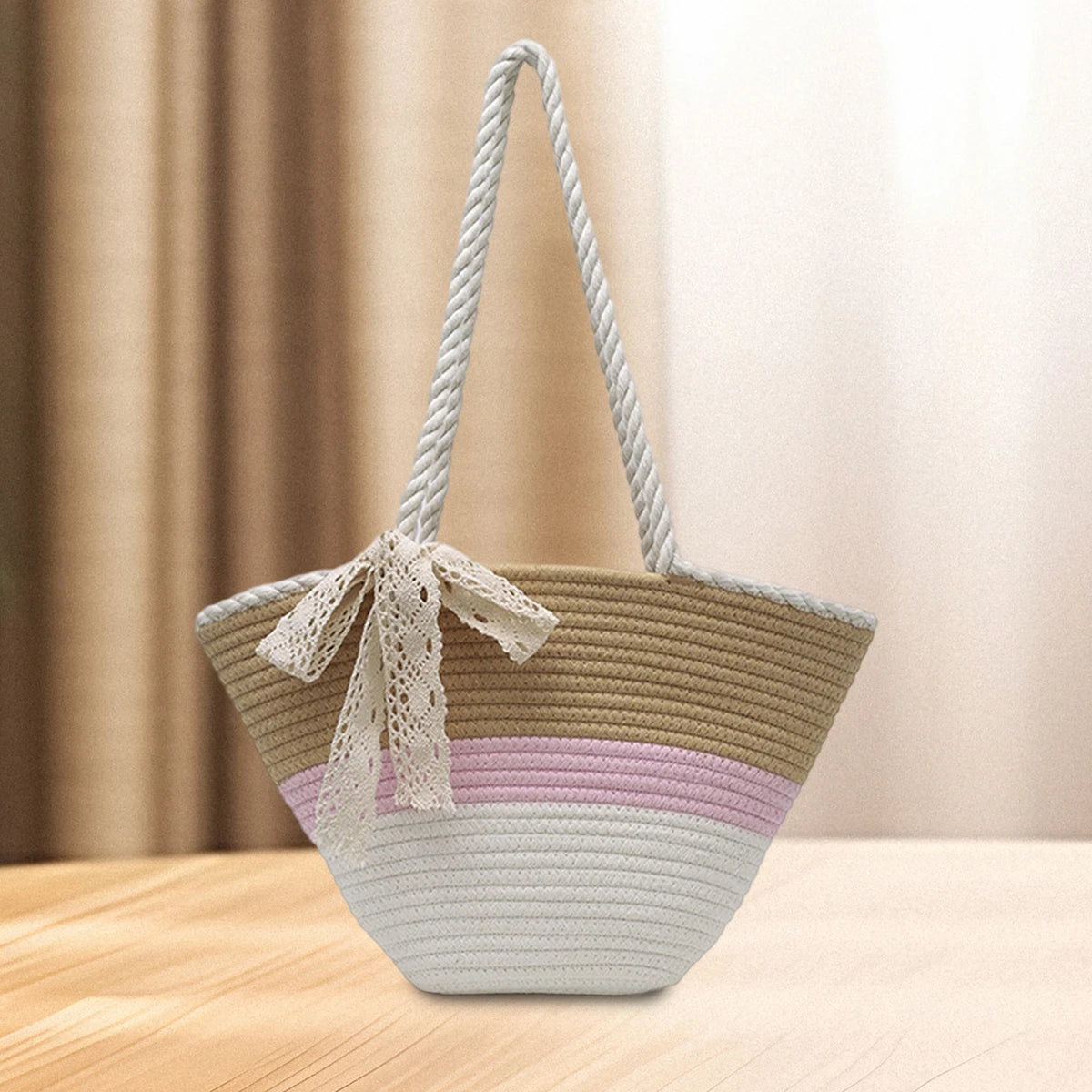 LIZAKOSHT  -  Stylish Oversized Tote Bag with Vibrant Patterns and Chic Tassel Detail Perfect for Summer Getaways and Shopping Spree
